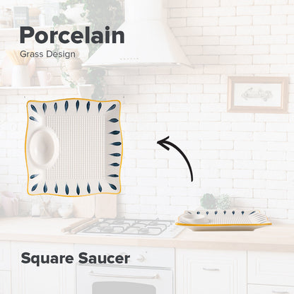 Locaupin Grass Pattern Japanese Style Porcelain Tableware Dining Plate Dip Sauce Compartment Pasta Soup Bowl Serving Dish Platter Dessert Saucer