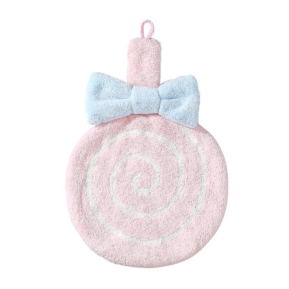 Locaupin Round Design Hanging Band Quick Drying Cute Hand Towel Strong Absorbent Soft Multipurpose Cleaning Wipe For Bathroom Kitchen