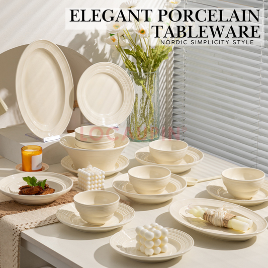 Locaupin Elegant Porcelain Nordic Style Tableware Minimalist and Cozy Look Dinnerware Perfect for any Special Occasion