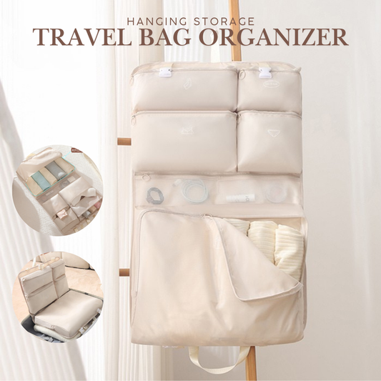 Locaupin Hanging Bag Travel Storage Multi-Compartment Luggage Organizer with Portable Handle
