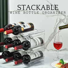 Load image into Gallery viewer, Locaupin Stackable Transparent Wine Bottle Organizer Water Bottle Tumbler Holder Space Saver Fridge Drawer Storage
