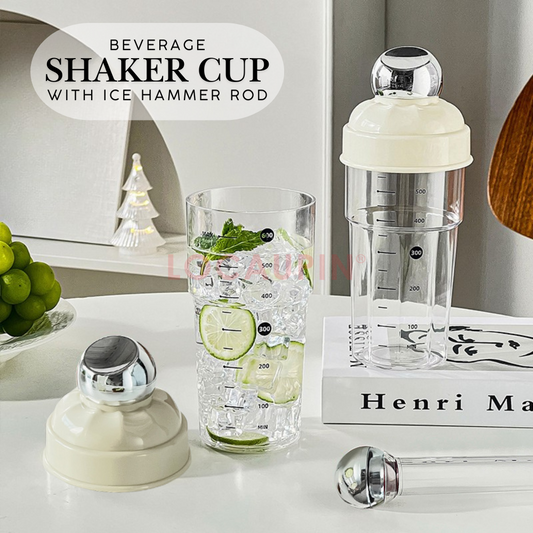 Locaupin Beverage Shaker Cup with Ice Hammer and Splash-Proof Lid High Quality Food Grade Drink Mixer Bottle for Cocktail Juices
