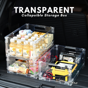 Locaupin Transparent Collapsible Storage Box Multipurpose Large Capacity Stackable Organizer with Handle Space Saver Bins