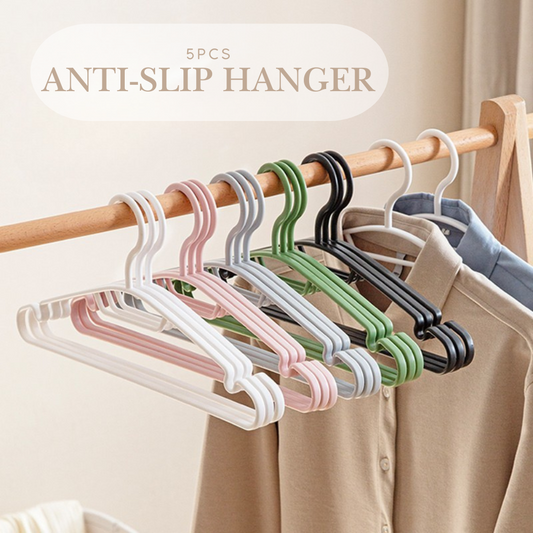 Locaupin 5 Pieces Anti-Slip Hanger with Groove Design Heavy Duty Flexible Wardrobe Laundry Organizer High Quality Clothes Holder