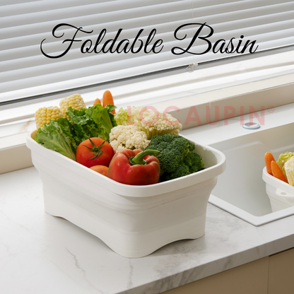 Locaupin Kitchen Foldable Basin for Fruits and Vegetables Washing - Portable and Space Saving Wash Basket - Sink Organizer