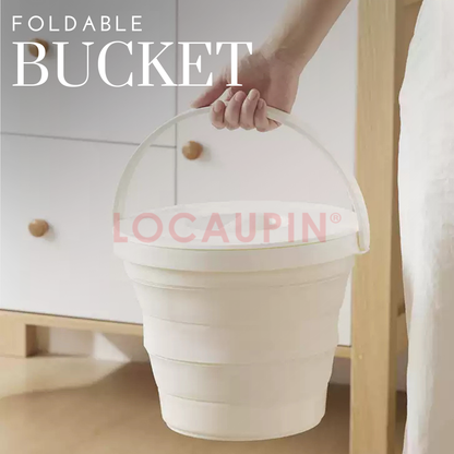 Locaupin Foldable Bucket with Handle for Household Cleaning Car Washing Outdoor Use Space Saving Multifunctional Water Container