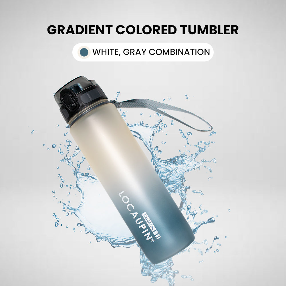 Locaupin Gradient Frosted Fitness Sports Water Bottle Snap Design Lid For Student to Outdoor Running Cycling Gym Workout Office School