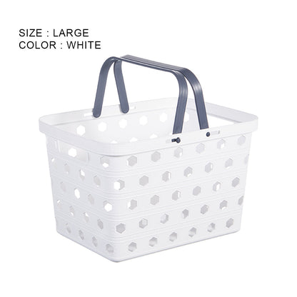 Locaupin Plastic Basket Bin with Handle Multipurpose Kitchen Countertop Laundry Toiletries Organizer Stackable Closet Storage