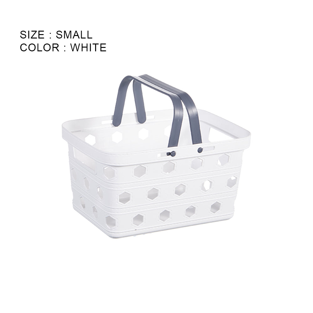Locaupin Plastic Basket Bin with Handle Multipurpose Kitchen Countertop Laundry Toiletries Organizer Stackable Closet Storage