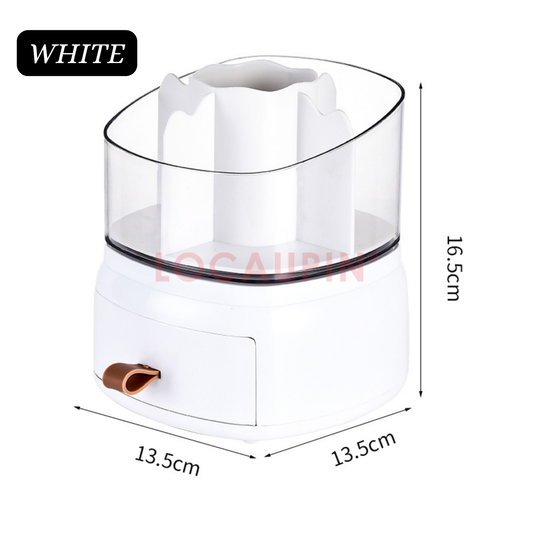Locaupin 360? Rotating Cosmetic Organizer Large Capacity Rack with Compartments Make up Brushes, Lipstick and Perfumes Storage