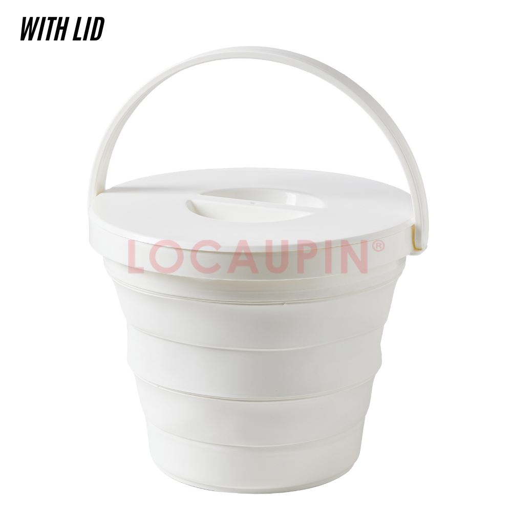 Locaupin Foldable Bucket with Handle for Household Cleaning Car Washing Outdoor Use Space Saving Multifunctional Water Container