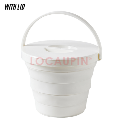 Locaupin Foldable Bucket with Handle for Household Cleaning Car Washing Outdoor Use Space Saving Multifunctional Water Container