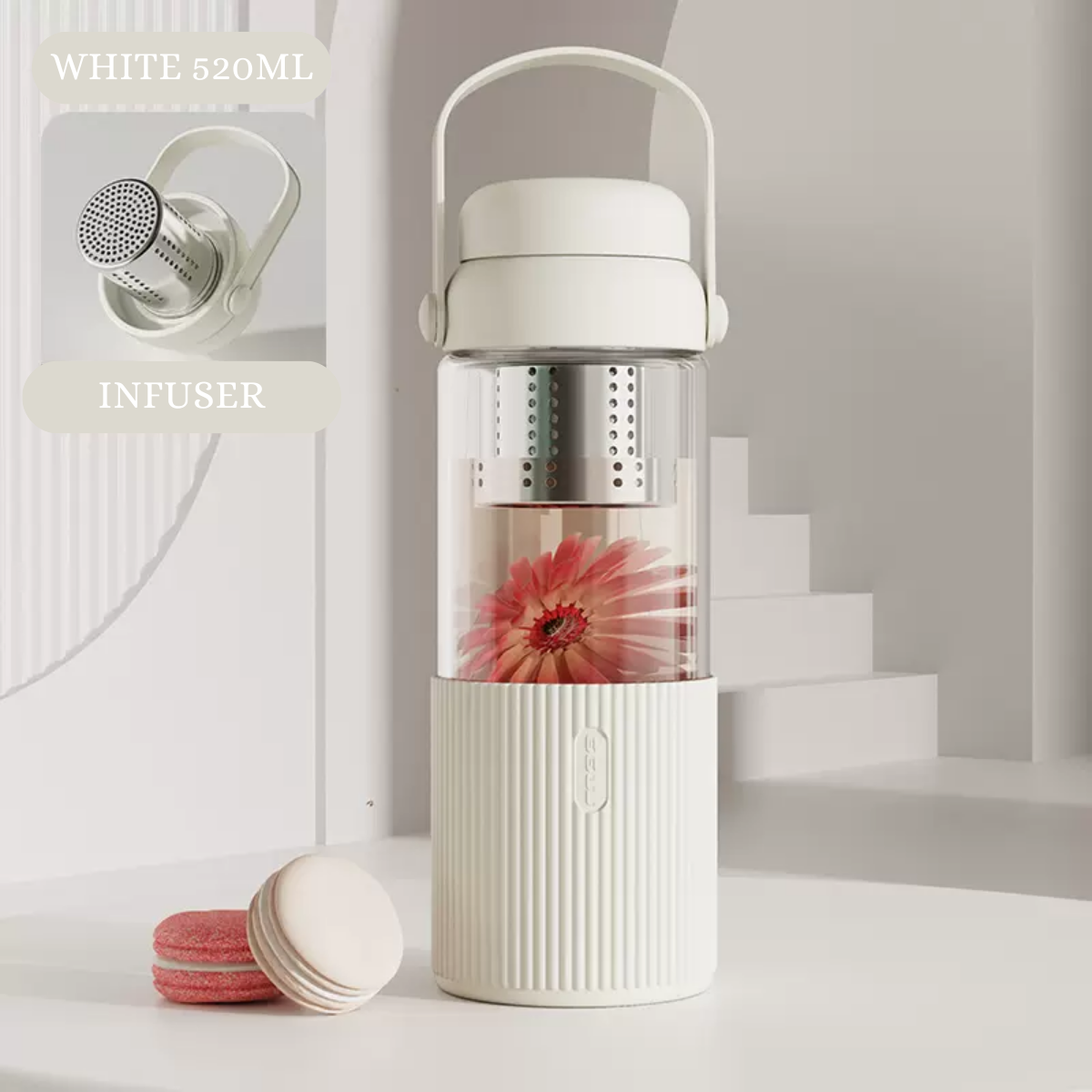 LOCAUPIN Tea Water Separation Infuser Bottle Brewer Glass Portable Tumbler Drink Gift for Women Mom