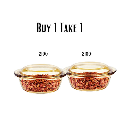 Locaupin B1T1 Amber Crystal Cooking Pot with Lid Microwave Oven Safe Borosilicate Glass Bowl Vintage Design Dish Bowl For Soups