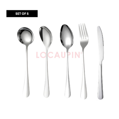 LOCAUPIN 304 Stainless Steel Wide Rounded Handle Utensil Set Spoon and Fork High Quality Cutlery Set Kitchen Tableware