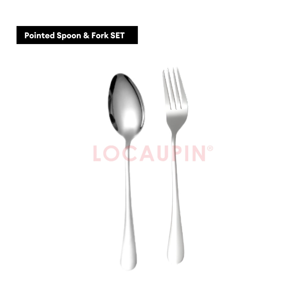 LOCAUPIN 304 Stainless Steel Wide Rounded Handle Utensil Set Spoon and Fork High Quality Cutlery Set Kitchen Tableware