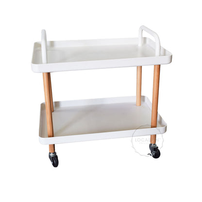 LOCAUPIN Modern Furniture Household Essentials 2 Tier Sofa End/Side Table Wood and Metal Storage Shelf For Living Room Balcony Bedroom Office