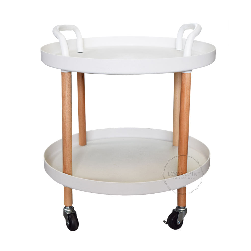 LOCAUPIN Modern Furniture Household Essentials 2 Tier Sofa End/Side Table Wood and Metal Storage Shelf For Living Room Balcony Bedroom Office