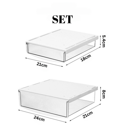 Locaupin Desktop Mini Drawer Hidden Under Table Pull Out Storage Tray Space Saving Office Stationery Closet Cosmetic Vanity Home Organizer