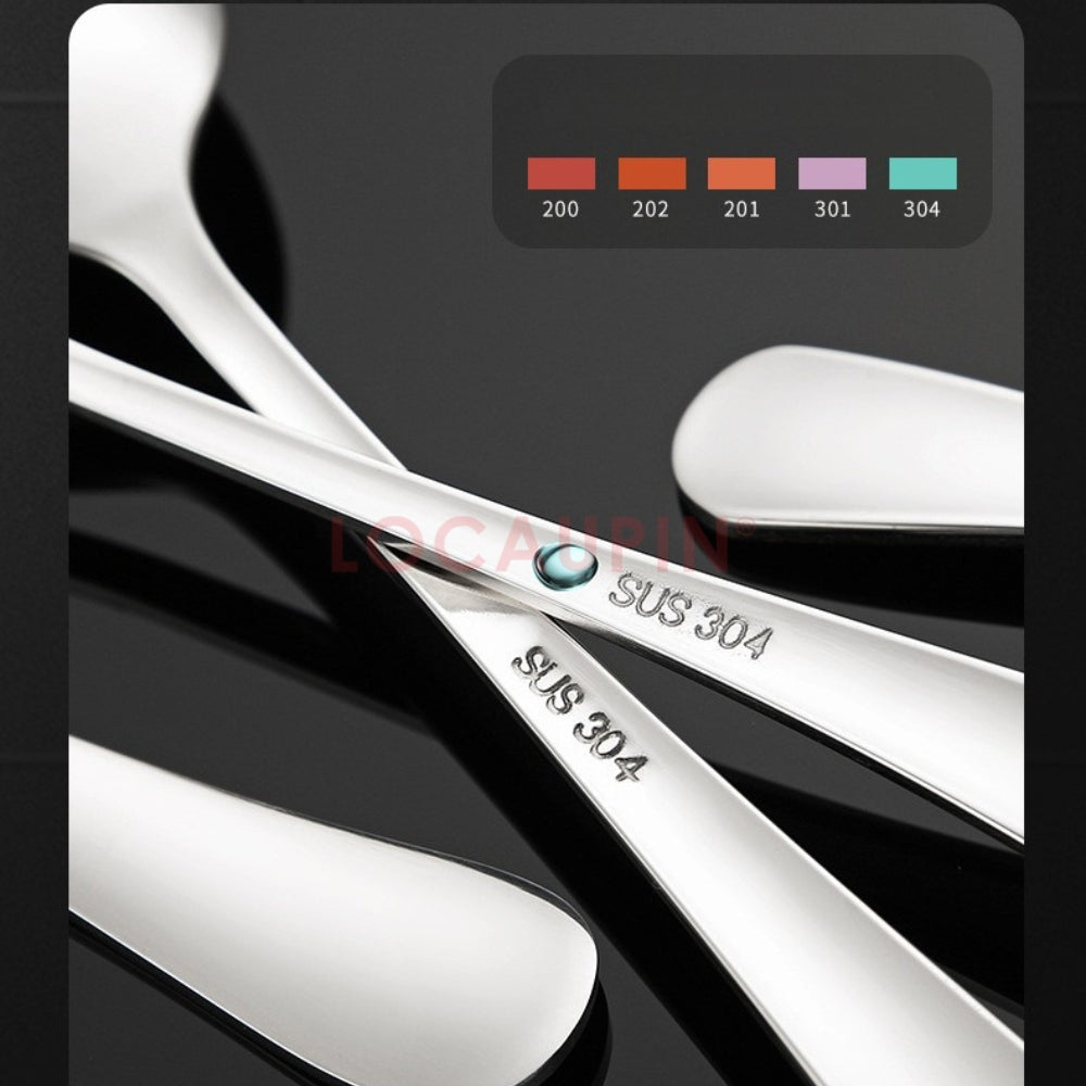 LOCAUPIN 304 Stainless Steel Wide Rounded Handle Utensil Set Spoon and Fork High Quality Cutlery Set Kitchen Tableware