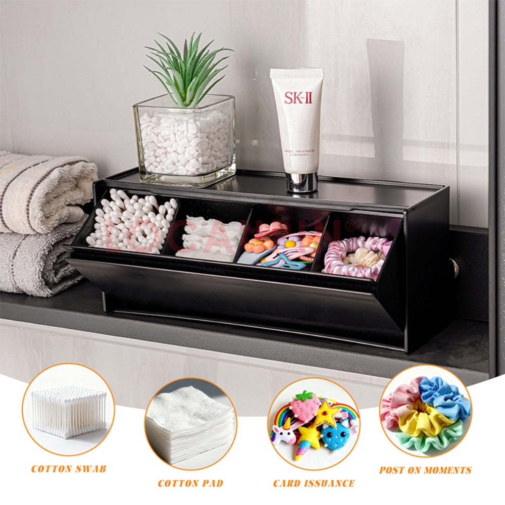 LOCAUPIN Wall Mounted Organizer Storage Box Multifunctional Pull Down Space Saver Kitchen & Bathroom Container Storage