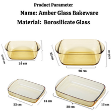 Load image into Gallery viewer, Locaupin Bundle of 4 Amber Borosilicate Bakeware Microwave Oven Safe Baking Plate Package Set Party Tray Food Container for Mommy
