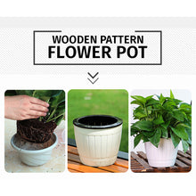 Load image into Gallery viewer, Locaupin Creative Imitation Wood Pattern Flower Pot Self Watering Planter with Drainage Hole Indoor Outdoor Plant Container
