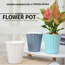 Load image into Gallery viewer, Locaupin White Line Textured Flower Pot Modern Home Garden Plants Outdoor Decor Wicking Rope Self Watering Planter
