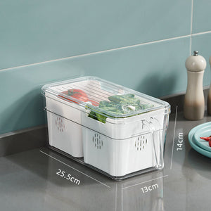 Locaupin Stackable Fridge Organizer with Lid Long Time Preserve Freshness Fruit Vegetable Bin Refrigerator Clear Food Container