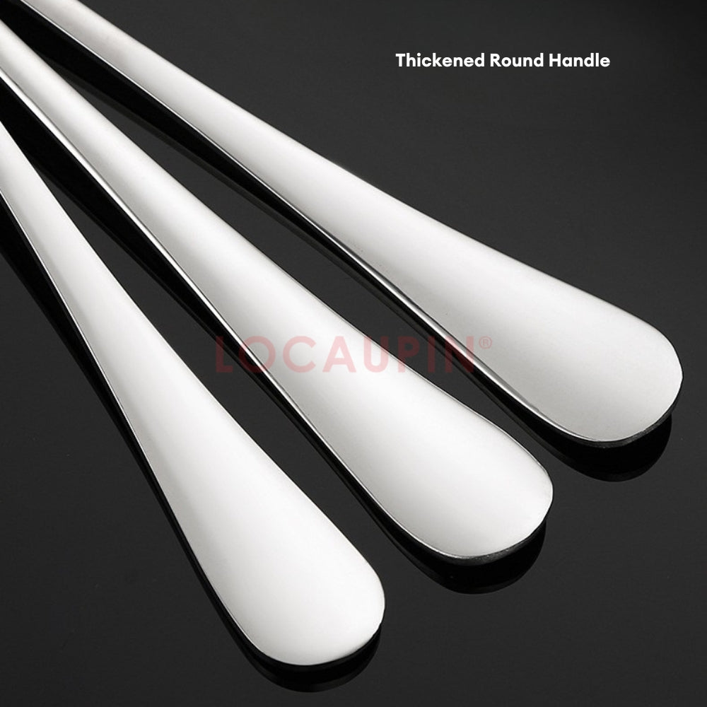 LOCAUPIN 304 Stainless Steel Wide Rounded Handle Utensil Set Spoon and Fork High Quality Cutlery Set Kitchen Tableware