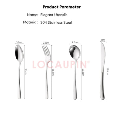LOCAUPIN 304 Stainless Steel Tableware Cutlery Utensil Set Spoon and Fork Food Grade Premium Dinnerware Cutlery Sets