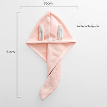 Load image into Gallery viewer, Locaupin Bunny Ear Water Absorbent Quick Drying Hair Cap Soft Shower Turban Wrap Towel Bath Cloth For Women
