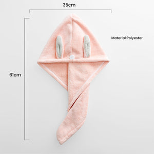 Locaupin Bunny Ear Water Absorbent Quick Drying Hair Cap Soft Shower Turban Wrap Towel Bath Cloth For Women