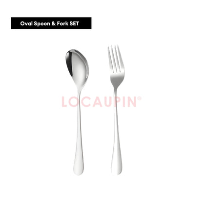 LOCAUPIN 304 Stainless Steel Wide Rounded Handle Utensil Set Spoon and Fork High Quality Cutlery Set Kitchen Tableware