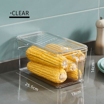Locaupin Stackable Fridge Organizer with Lid Long Time Preserve Freshness Fruit Vegetable Bin Refrigerator Clear Food Container