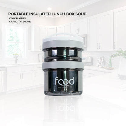 Locaupin Home Lunch Box Free Spoon Stainless Steel Liner Food Keeper Smart Diet Storage Container with Handle For Kids Adult Office Travel Use