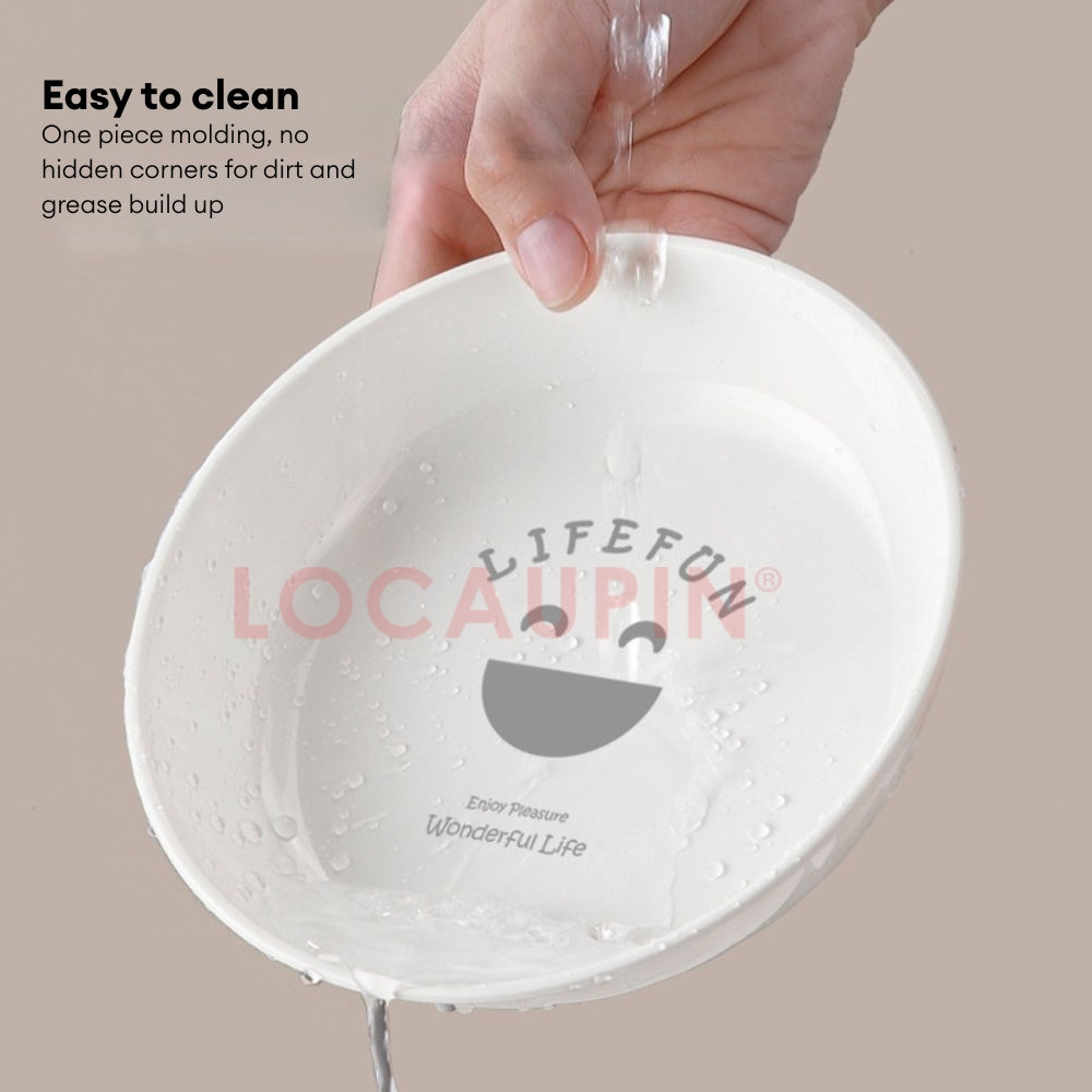 LOCAUPIN 6pcs Plates Set with Plates Storage Organizer Kitchenware Dish Rack Round Square Plastic Plate Dinnerware Set