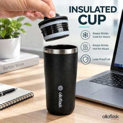 Locaupin Orbit Series (12oz/16oz) Insulated Coffee Cup Ceramic Coating Tumbler