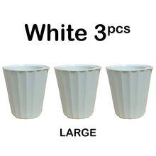 Load image into Gallery viewer, Locaupin White Line Textured Flower Pot Modern Home Garden Plants Outdoor Decor Wicking Rope Self Watering Planter
