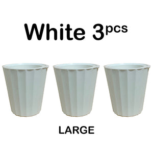 Locaupin White Line Textured Flower Pot Modern Home Garden Plants Outdoor Decor Wicking Rope Self Watering Planter