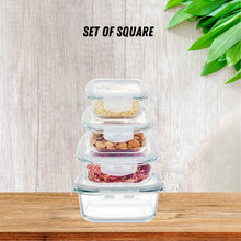 Load image into Gallery viewer, Locaupin Bundle of 4 Borosilicate Airtight Food Lunchbox with Air Valve Food Silicon Lid Food Storage Microwaveable Party Tray
