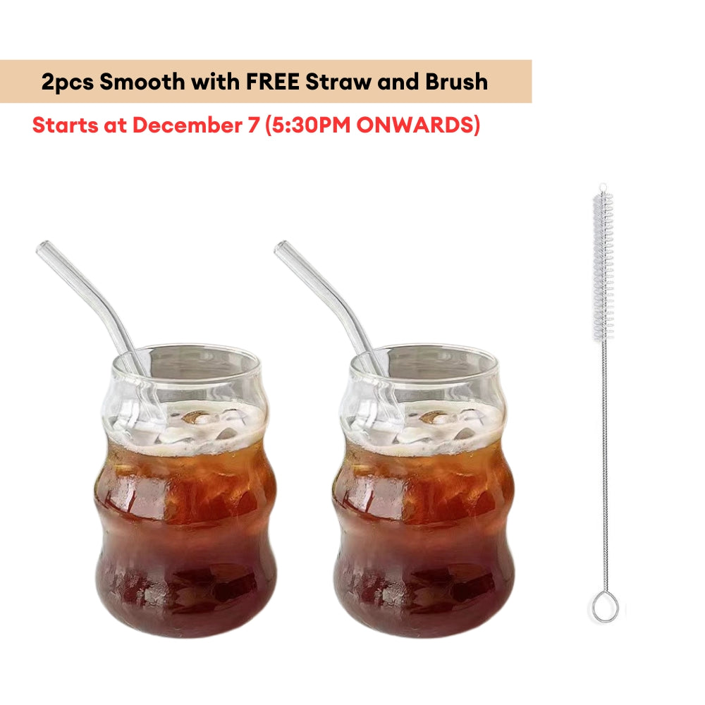 LOCAUPIN Curve Coffee Latte Borosilicate Glass Mug Christmas Gift Aesthetic Nordic Water Cup