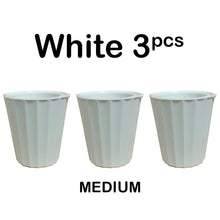 Load image into Gallery viewer, Locaupin White Line Textured Flower Pot Modern Home Garden Plants Outdoor Decor Wicking Rope Self Watering Planter
