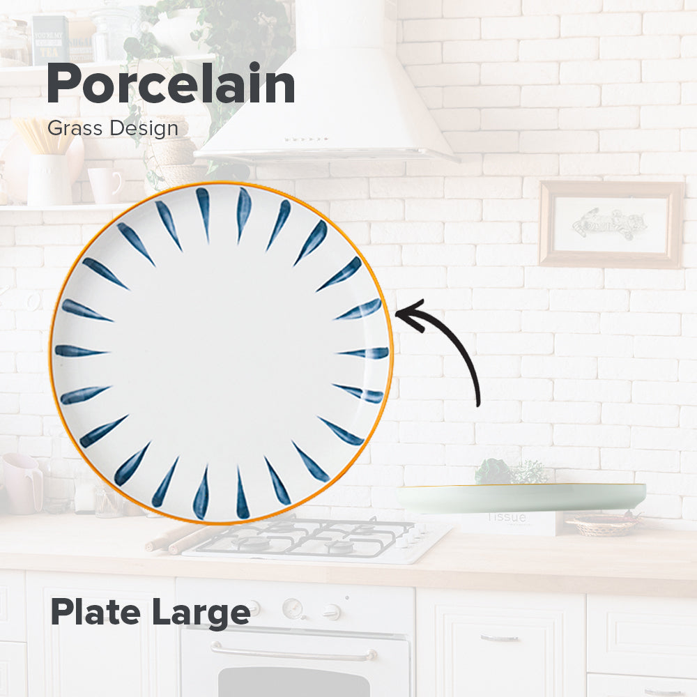 Locaupin Grass Pattern Japanese Style Porcelain Tableware Dining Plate Dip Sauce Compartment Pasta Soup Bowl Serving Dish Platter Dessert Saucer