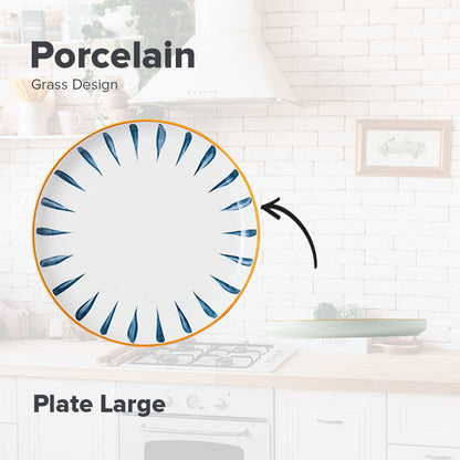 Locaupin Grass Pattern Japanese Style Porcelain Tableware Dining Plate Dip Sauce Compartment Pasta Soup Bowl Serving Dish Platter Dessert Saucer