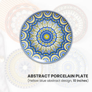 Locaupin Pattern Design Dinnerware Porcelain Dinner Plate Serving Dishes for Salad Pasta Dessert Microwave Oven Safe Pan