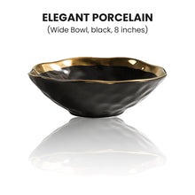 Load image into Gallery viewer, Locaupin Golden Rim Elegant Textured Porcelain Tableware Pasta Bowl Luxury Dinner Plate Party Wedding Dessert Steak Serving Dish
