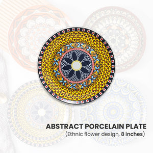 Locaupin Pattern Design Dinnerware Porcelain Dinner Plate Serving Dishes for Salad Pasta Dessert Microwave Oven Safe Pan