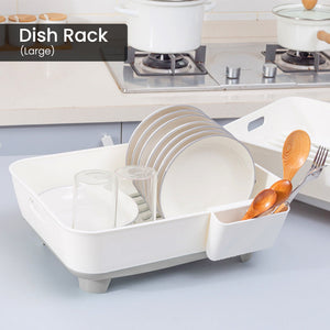 Locaupin Kitchen Sink Countertop Dish Drying Rack Multifunctional Draining Tray Washing Fruits Vegetable Basket with Utensil Holder