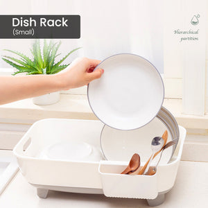 Locaupin Kitchen Sink Countertop Dish Drying Rack Multifunctional Draining Tray Washing Fruits Vegetable Basket with Utensil Holder